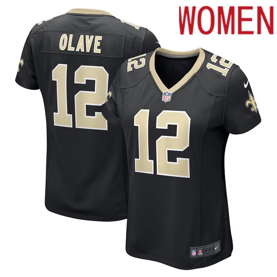 Women New Orleans Saints #12 Chris Olave Nike Black Game Player NFL Jersey
